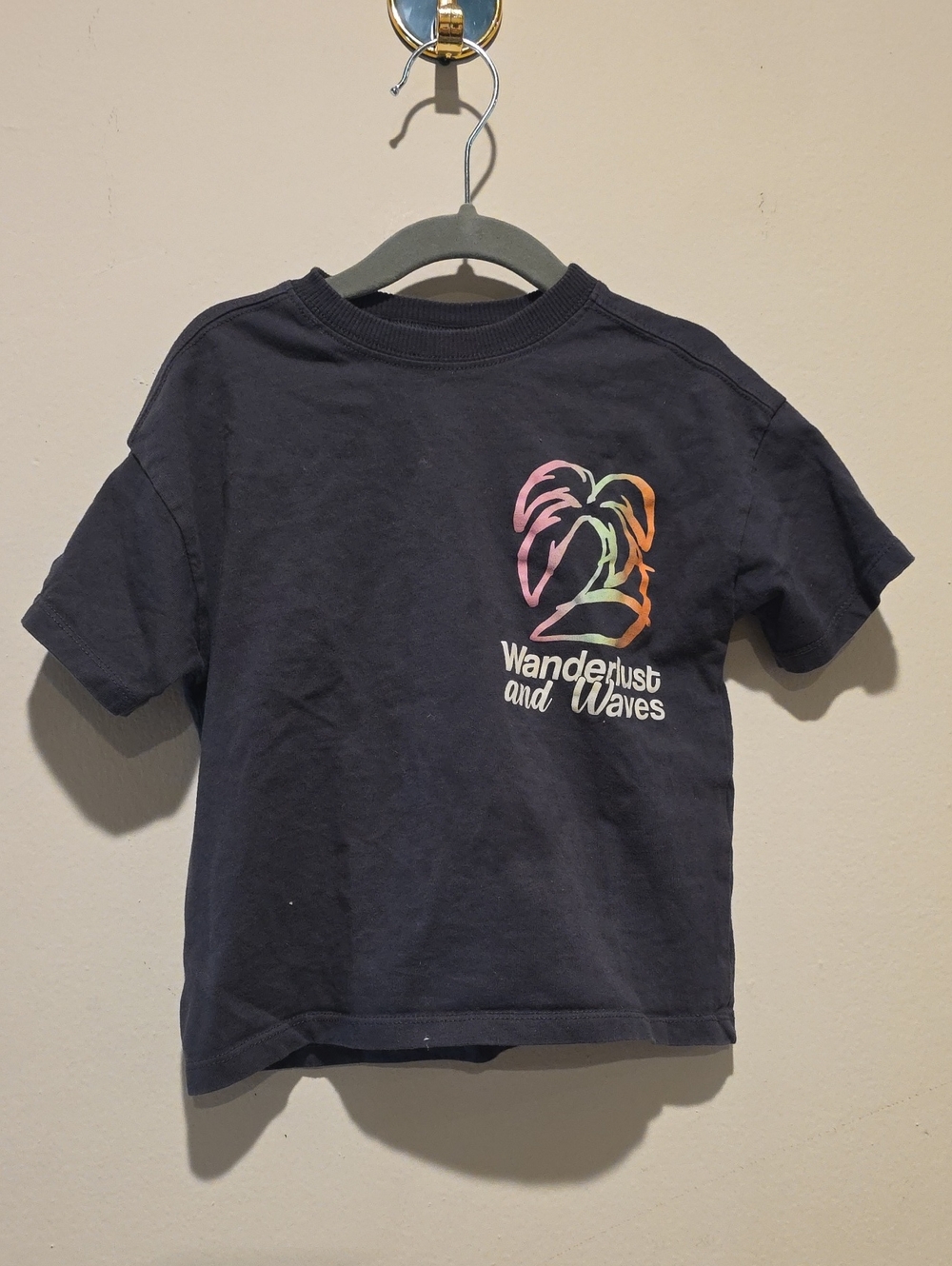 Zara Size 4 Wanderlust and Waves Kids Navy Graphic T-Shirt